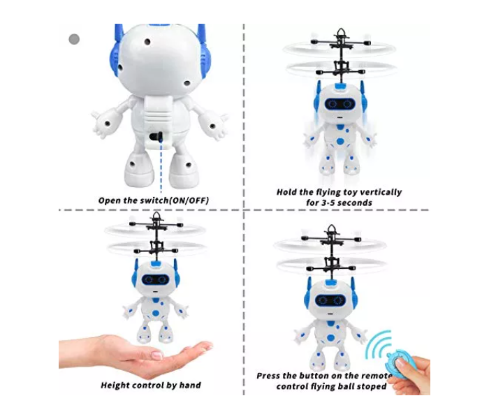 Generic Remote Control and Hand Control Flying Helicopter Drone Toys for Kids - White and Blue  - Zoom Image 5