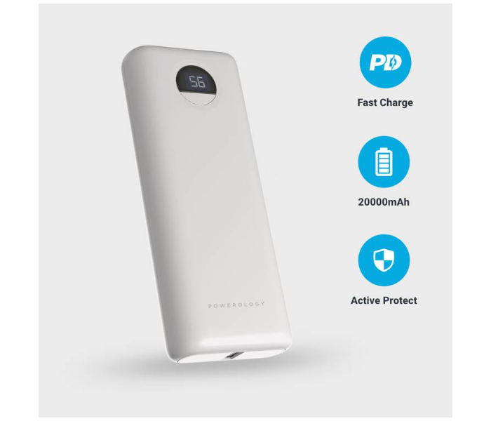 Powerology PPBCHA05-WH 20000mAh Portable Compact Power Bank - White - Zoom Image 1