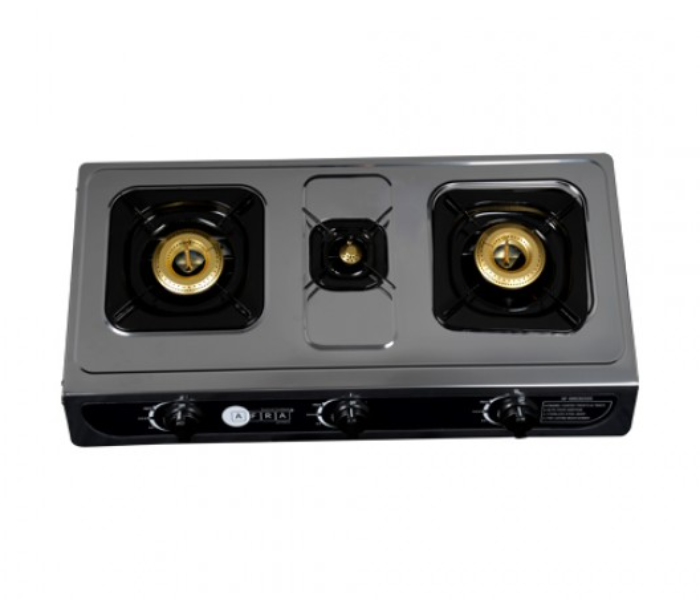 Afra AF-0003GSSS Stainless Steel Three Burner Gas Stove - Silver - Zoom Image