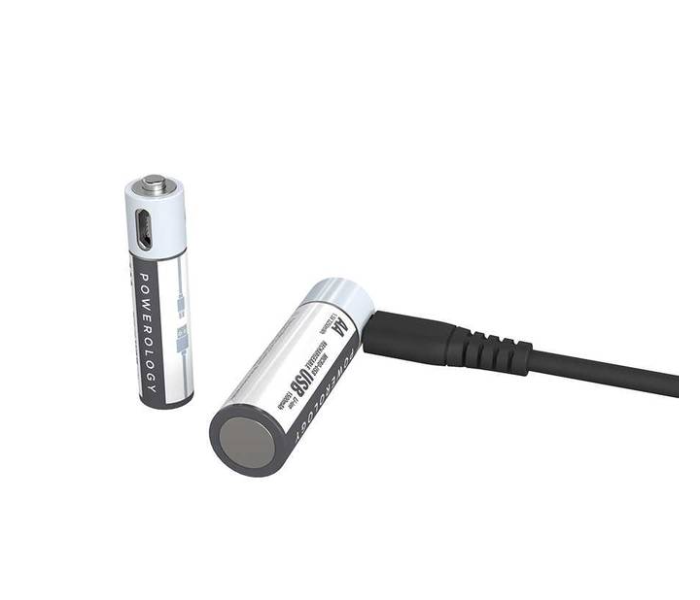 Powerology PRUBAAA4 USB Rechargeable Battery Reusable USB Lithium-ion Battery with Micro USB Cable - White - Zoom Image 3