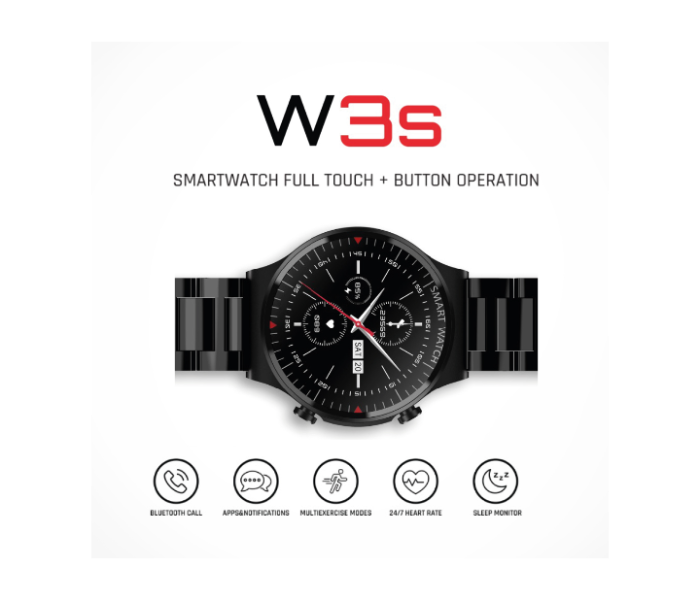 iSmart W3s Smartwatch Full Touch - Black - Zoom Image 3