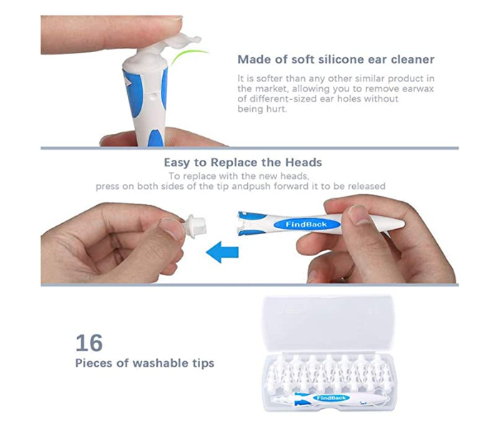 Smart Ear Wiper with Soft Screw Cleaner Ear Care Kit with 16 Replacement Ear Cleaners - Zoom Image 4