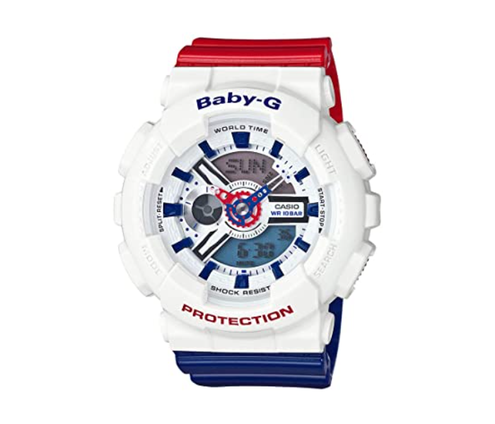 Casio BA-110DDR-7ADR Baby-G Analog-Digital Dames Watch - White and Blue - Zoom Image 1