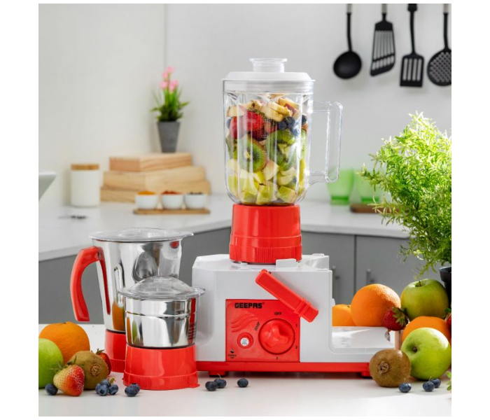 Geepas GSB44077 750 Watts 4-In-1 Food Processor - Red and White - Zoom Image 3