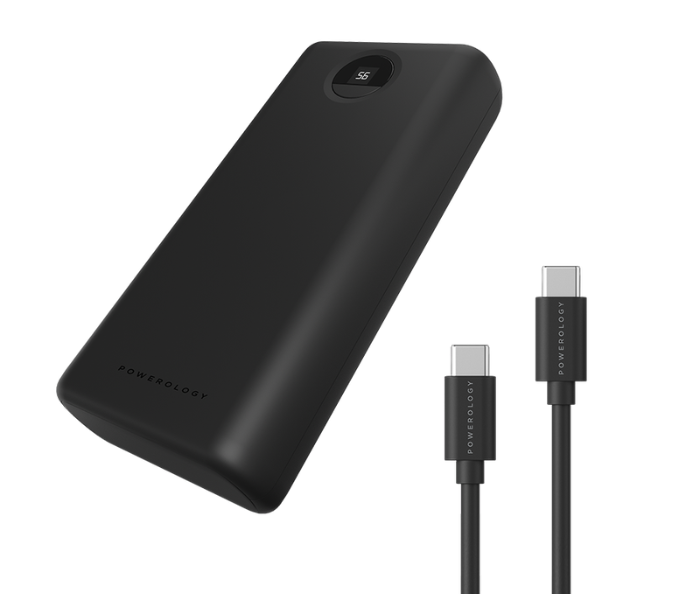 Powerology PPBCHA07-BK 30000mAh Power Bank with Charging Cable - Black - Zoom Image 2