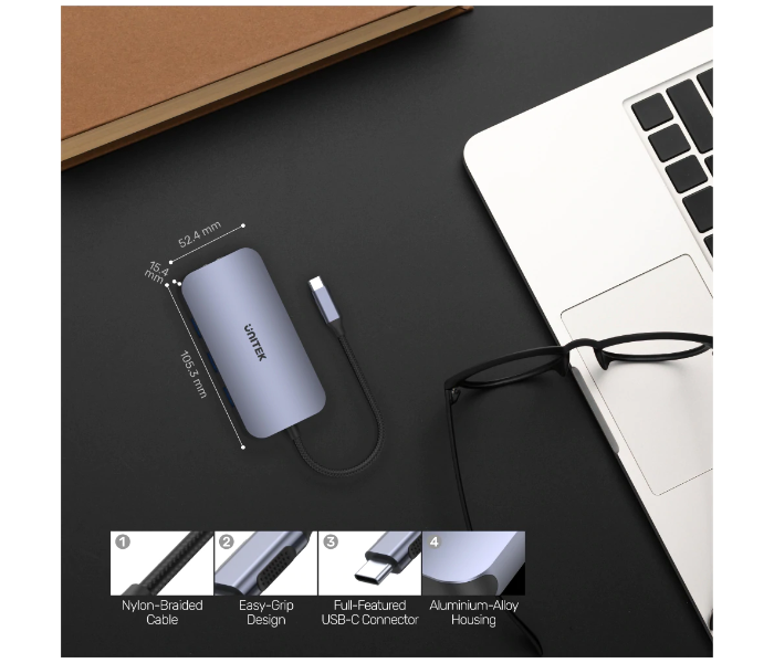 Unitek D1071A 9-in-1 USB Type-C Hub - Silver - Zoom Image 4