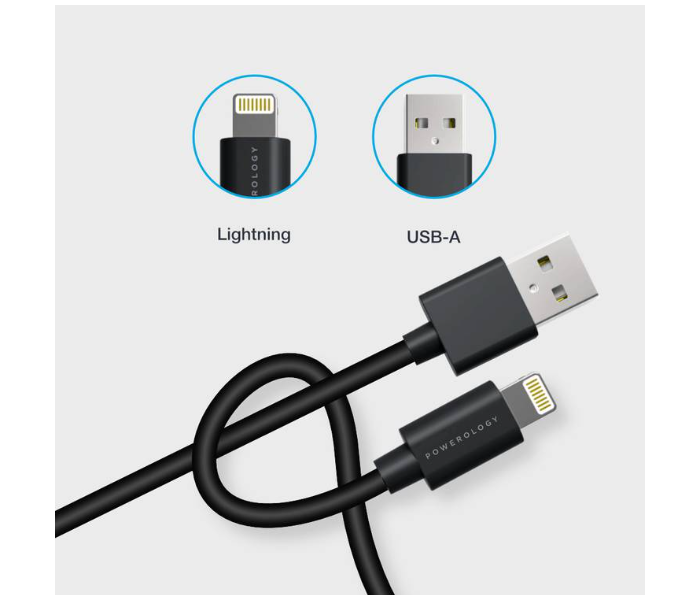 Powerology P12BLBK 1.2m PVC Lightning Cable - Black - Zoom Image 3