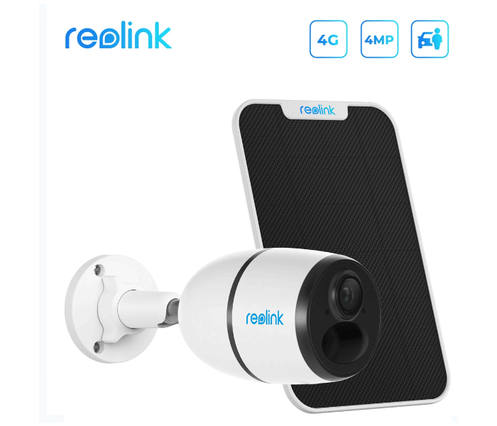 Reolink GO PLUS 4G WITH SOLAR PANEL 4MP Wire-Free Wifi Home Security Camera With Solar Panel - Black and White - Zoom Image 1