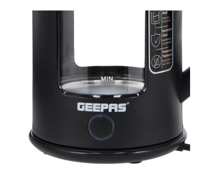 Geepas GK38049 1.7 Litre 1500 Watts Double Layer Glass Kettle - Black - Zoom Image 9