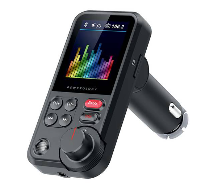 Powerology PCCSR003 Fast Charging 18W Bluetooth FM Transmitter Pro Car Charger - Black - Zoom Image 1