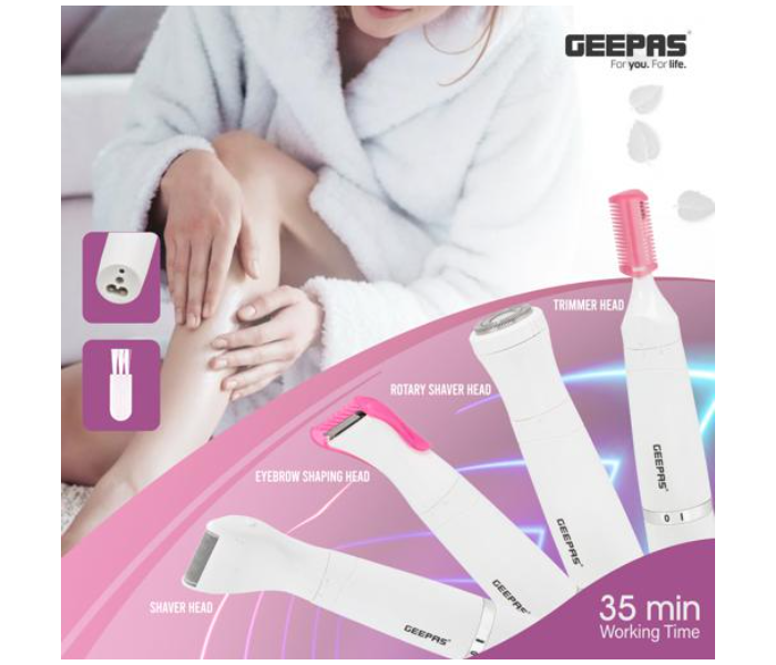 Geepas GLS86058 600 mAh 4-in-1 Rechargeable Ladies Grooming Set - White - Zoom Image 3