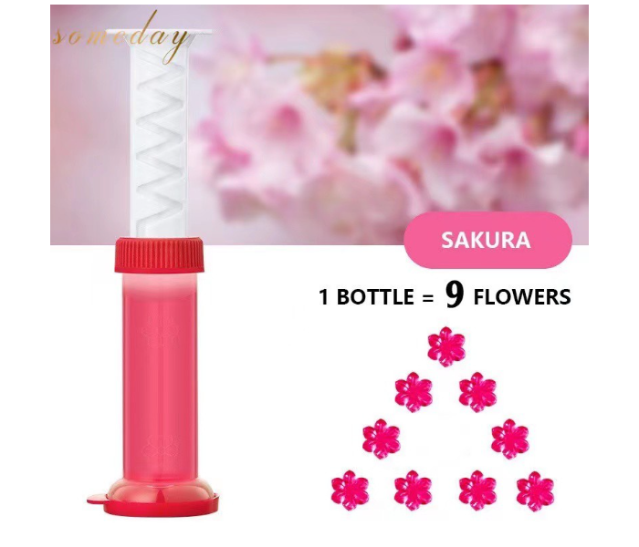 SARI Toilet Gel Bowl Cleaner Flower Stamp Toilet Deodorizing Gel Stamp Toilet Flask Odor Remover - SAKURA - Zoom Image