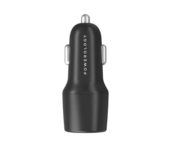 Powerology PCCSR005-C PD 20W+QC 18W Dual Port LED Car Charger with Type-C to Type-C Cable 0.9M 3A - Black - Zoom Image 4