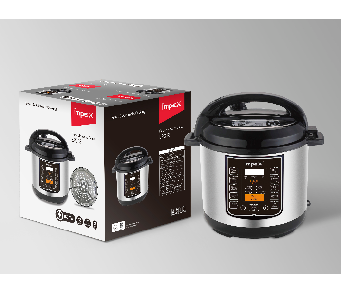 Impex EPC 12 Litre 1600 Watts Electric Cooker - Silver and Black - Zoom Image 2