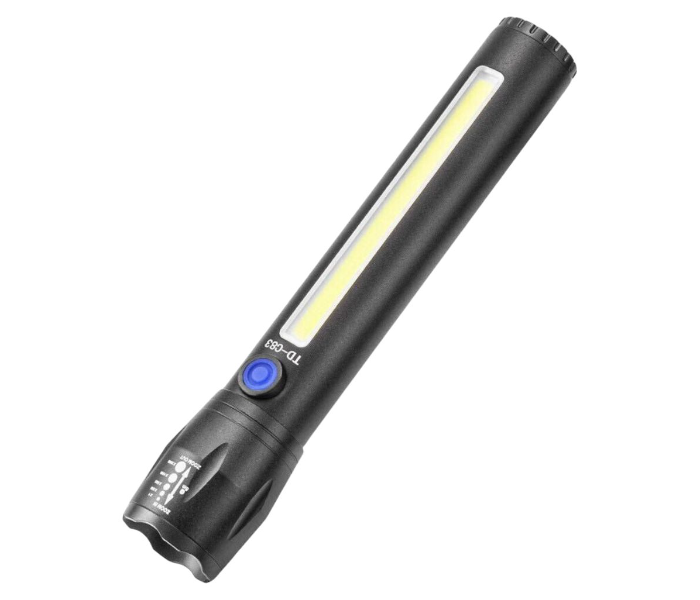 2 Piece USB Rechargeable Zoomable Flash Light - Black - Zoom Image