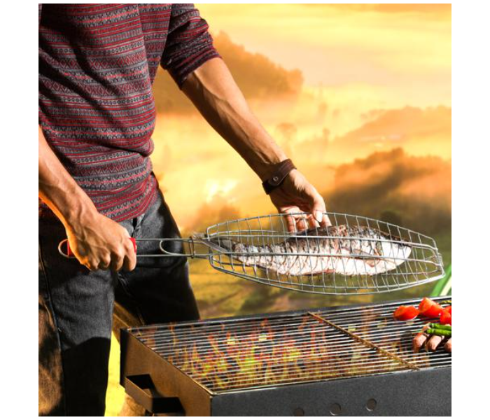 Royalford RF10386 Chromium Plated Iron Fish Barbeque Grill - Silver - Zoom Image 3