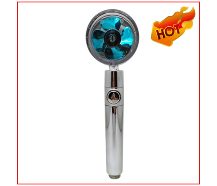 SARI 60 Degrees High Pressure Rotating Shower Head With Small Fan Rain Spary Nozzle - BLUE - Zoom Image 1