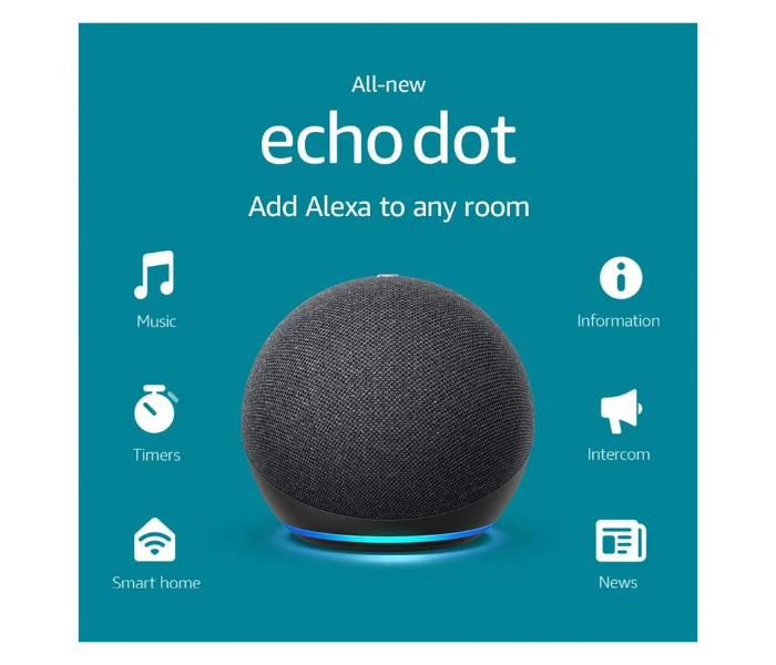 Alexa Echo Dot 4th Gen Smart Speaker with Alexa - Black - Zoom Image 2