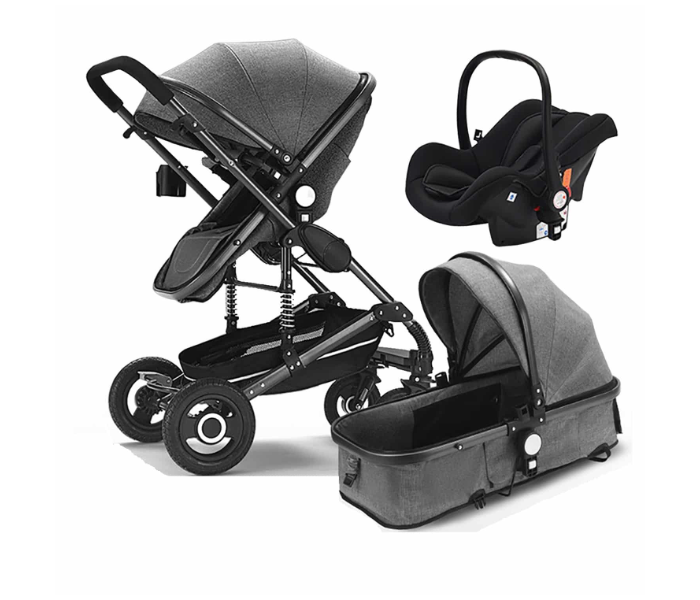 Safe And Effective 124 -grey 3 In 1 Single Stroller for Babies - Grey - Zoom Image