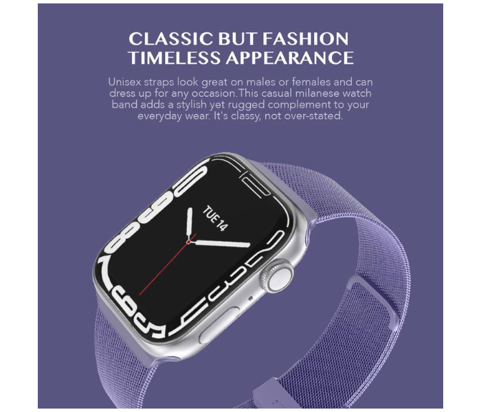 Levelo LVLMILSTP45-LVPL Double Milanese Stainless Steel Replacement Watch Strap for Apple Watch 42mm 44mm 45mm - Lavender Purple - Zoom Image 3