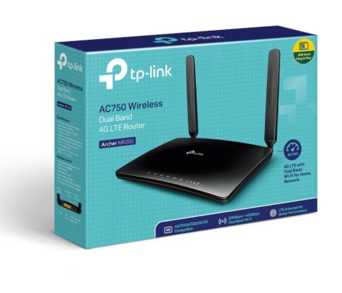 TP-Link Archer MR200 750 Mpbs 4 Lan Port 4G Lte Wireless Router - Black - Zoom Image 3