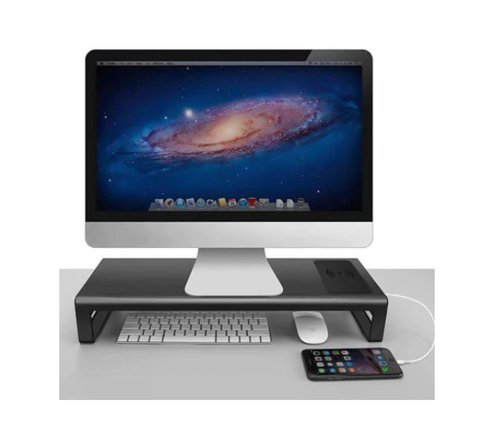 Vaydeer NB422 Smart Monitor Stand Base Wireless Charge with USB 3.0 Desk Hub - Black - Zoom Image 4