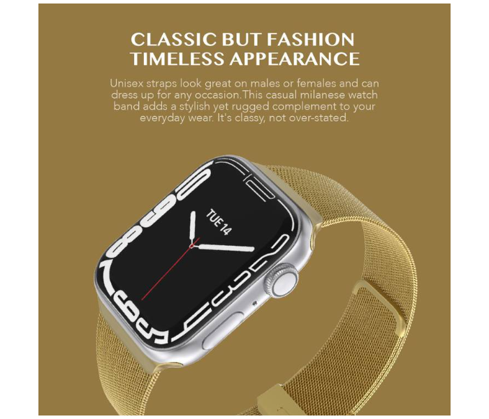 Levelo LVLMILSTP41-GD Double Milanese Stainless Steel Replacement Watch Strap Compatible for Apple Watch 38mm 40mm 41mm - Gold - Zoom Image 3