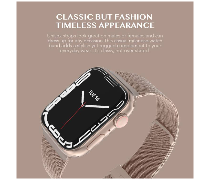 Levelo LVLMILSTP45-RTGD Double Milanese Stainless Steel Replacement Watch Strap Compatible for Apple Watch 42mm 44mm 45mm - Retro Golden - Zoom Image 3