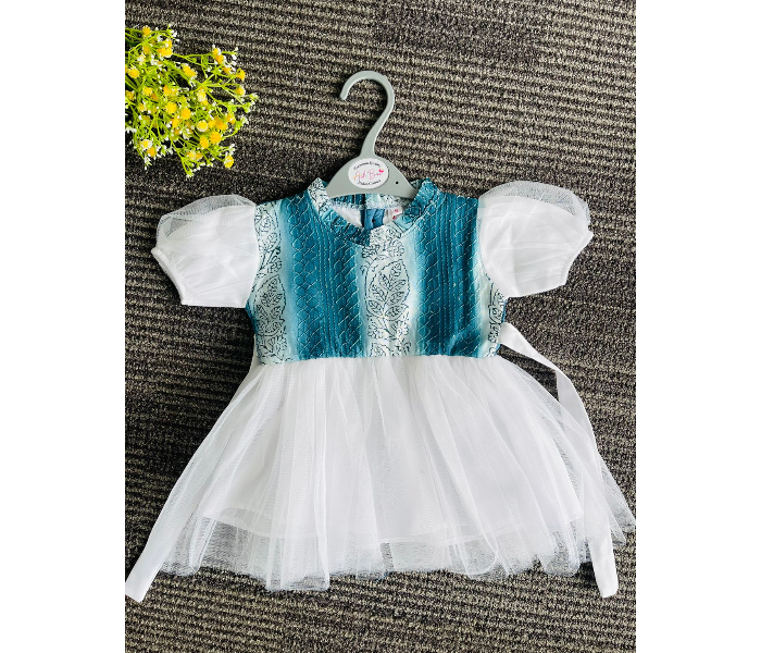 Ash Bae FR001SS Mily Blue Whale Small Frock for Baby Girls - White and Blue - Zoom Image