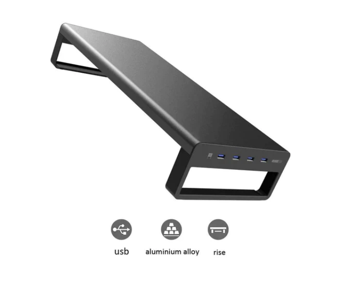 Vaydeer NB422 Smart Monitor Stand Base Wireless Charge with USB 3.0 Desk Hub - Black - Zoom Image 9