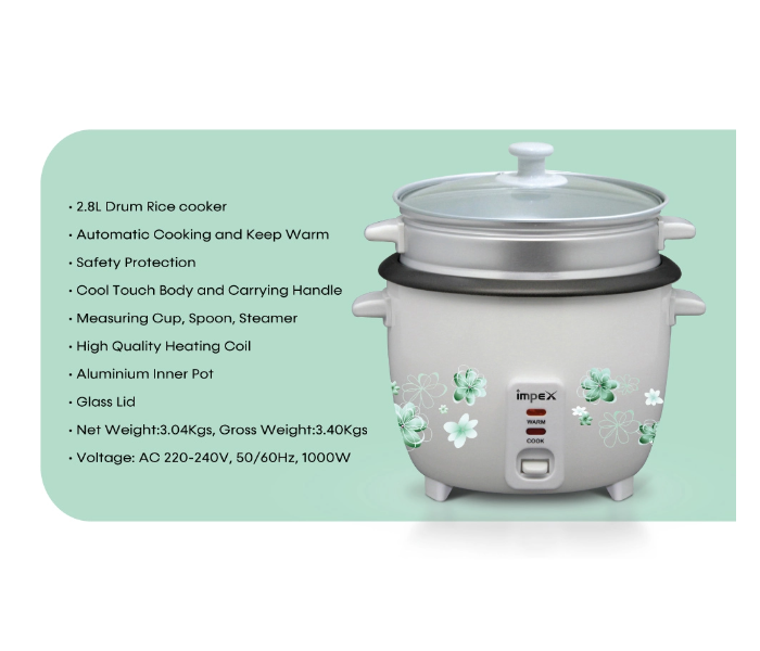 Impex RC 2804 2.8 Litre 1000 Watts Rice Cooker - Silver - Zoom Image 4