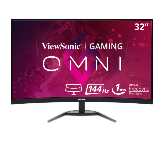 ViewSonic VX3268-2KPC-MHD 32 Inch OMNI Curved 1440p 1ms 144Hz Gaming Monitor - Black - Zoom Image 1