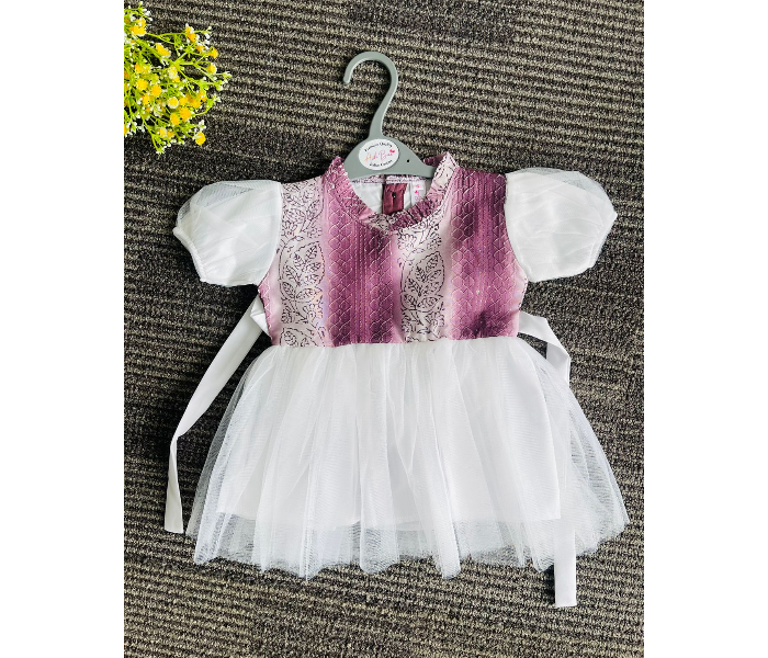 Ash Bae FR003SL Mily Dark Pink Large Frock for Baby Girls - White and Pink - Zoom Image