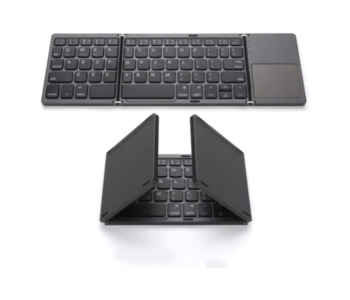 FM-56 Mini Foldable Bluetooth Keyboard with Touchpad - Black - Zoom Image 3