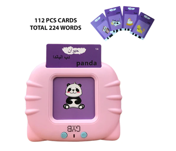 KF-71 Early Education English Arabic Flash Cards Learning Machine with Sound for Kids - Pink - Zoom Image 3