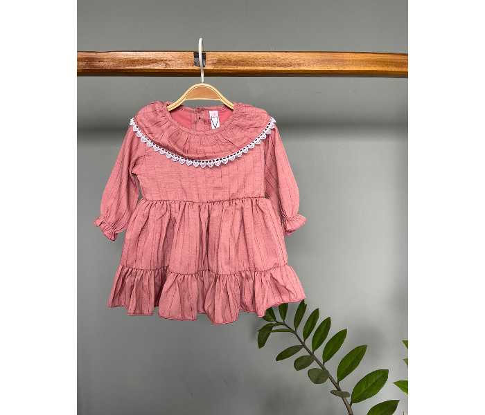 Ash Bae FR008SXL Dalia Dusty Pink XL Frock for Baby Girls - Dusty Pink - Zoom Image