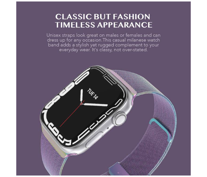 Levelo LVLMILSTP41-IRI Double Milanese Stainless Steel Replacement Watch Strap Compatible for Apple Watch 38mm 40mm 41mm - Iridescent - Zoom Image 3