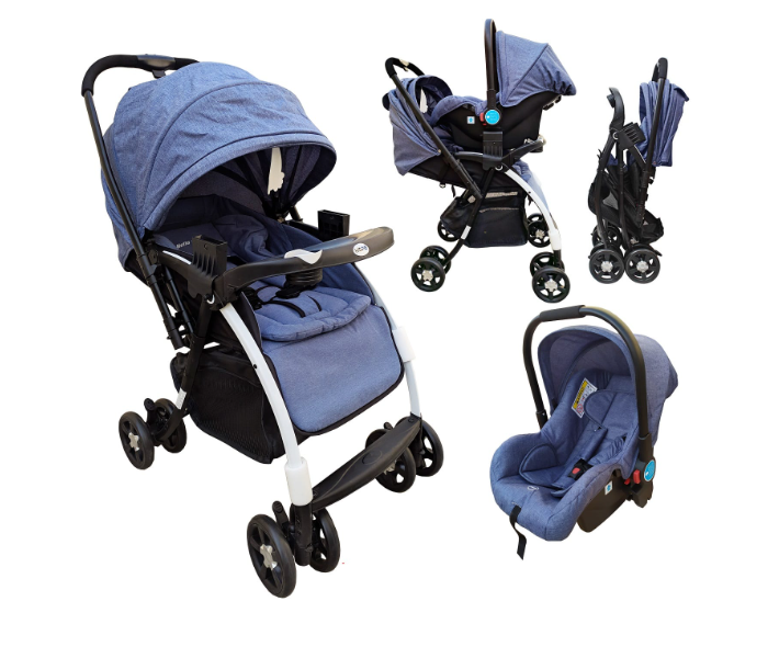 Kidscool 116 -b Single Stroller with Carseat for Babies - Blue - Zoom Image