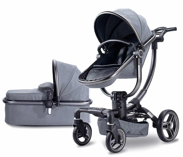 Multipurpose 114 -grey 3 In 1 360 Degree Rotating Stroller for Babies - Grey - Zoom Image