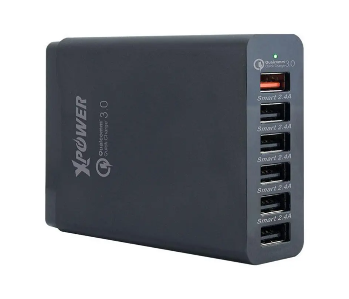 XPower DC6Q+ 58W 6 Port USB Smart IC Quick Charger w/QC3.0 - Black - Zoom Image 1