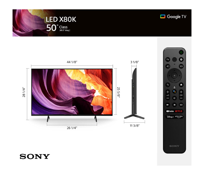 Sony KD-50X80K 50 Inch 4K Ultra HD Google Smart TV Dolby Vision HDR - 2022 Model  - Zoom Image 6