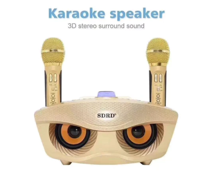 SDRD SD 306 Portable Family Karaoke System Bluetooth Speaker with Two Wireless Microphones - Gold - Zoom Image 4