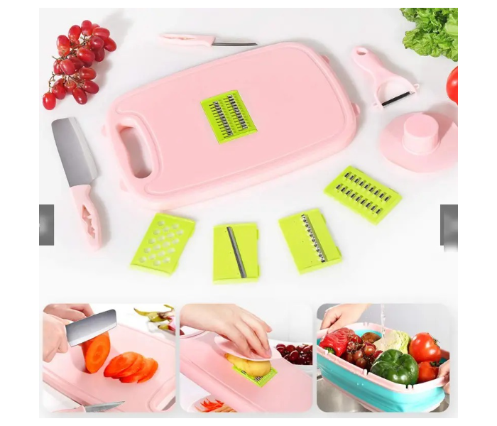 9 in 1 Multi-Functional Portable Kitchen Slitting Planer - Pink and Blue - Zoom Image 3