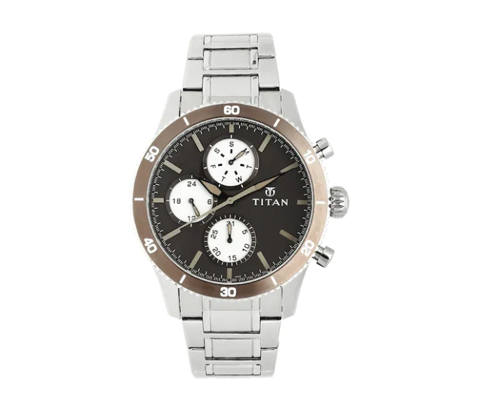 Titan 90105KM01 Chronograph Analog Watch for Men - Silver - Zoom Image 1