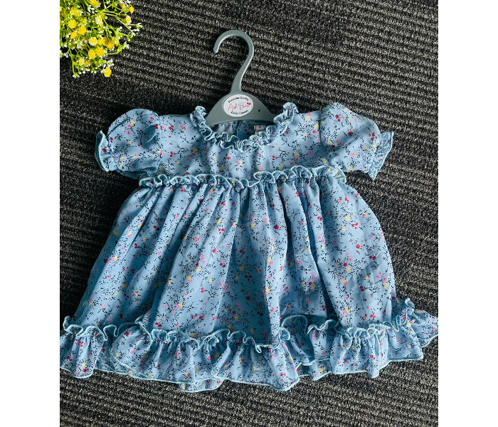 Ash Bae FR010SL Butterfly Cloudy Blue Large Frock for Baby Girls - Blue - Zoom Image