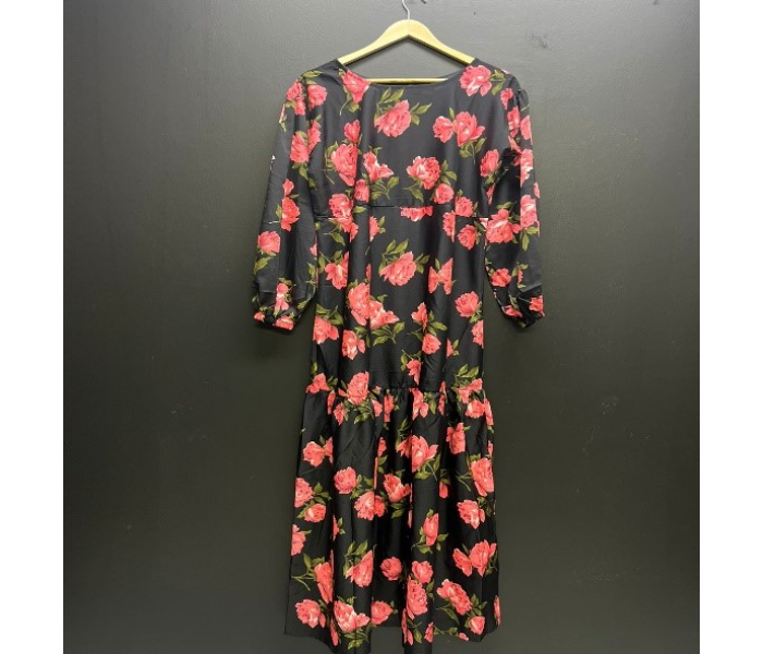 Kiwo Fashionable Floral Gown for Women - Black and Rose - Zoom Image