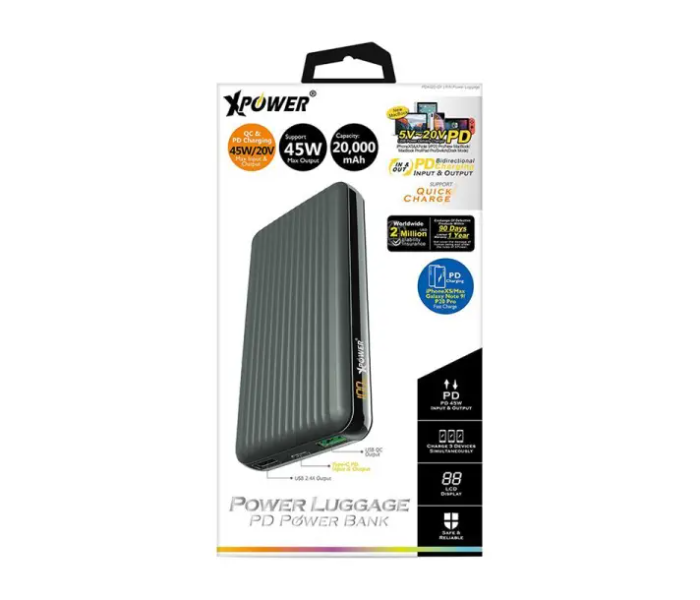 Xpower PD4520-GY Power Luggage 20000mAh 45W PD Power Bank - Black - Zoom Image 2