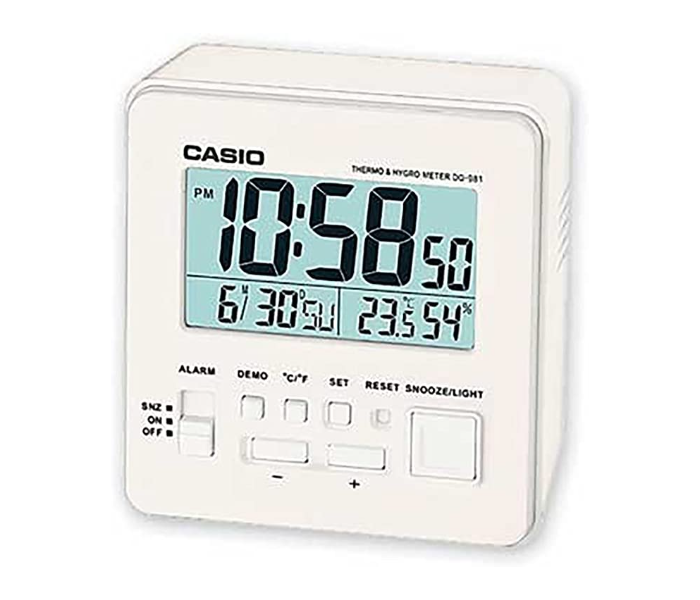 Casio DQ-981-7DF Alarm Travel Desk Clock - White - Zoom Image