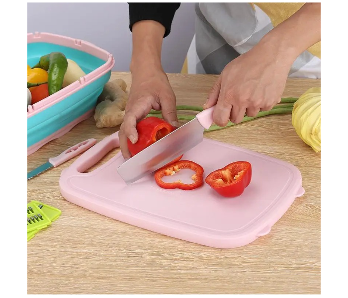 9 in 1 Multi-Functional Portable Kitchen Slitting Planer - Pink and Blue - Zoom Image 2