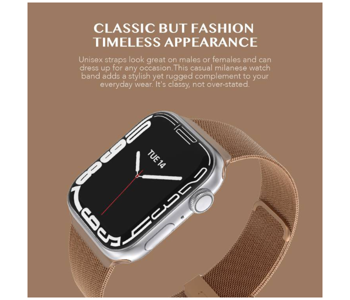 Levelo LVLMILSTP41-RSGD Double Milanese Stainless Steel Replacement Watch Strap Compatible for Apple Watch 38mm 40mm 41mm - Rose Gold - Zoom Image 3